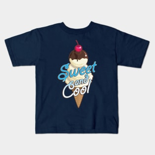 Sweet and cool ice cream cone with light blue Kids T-Shirt